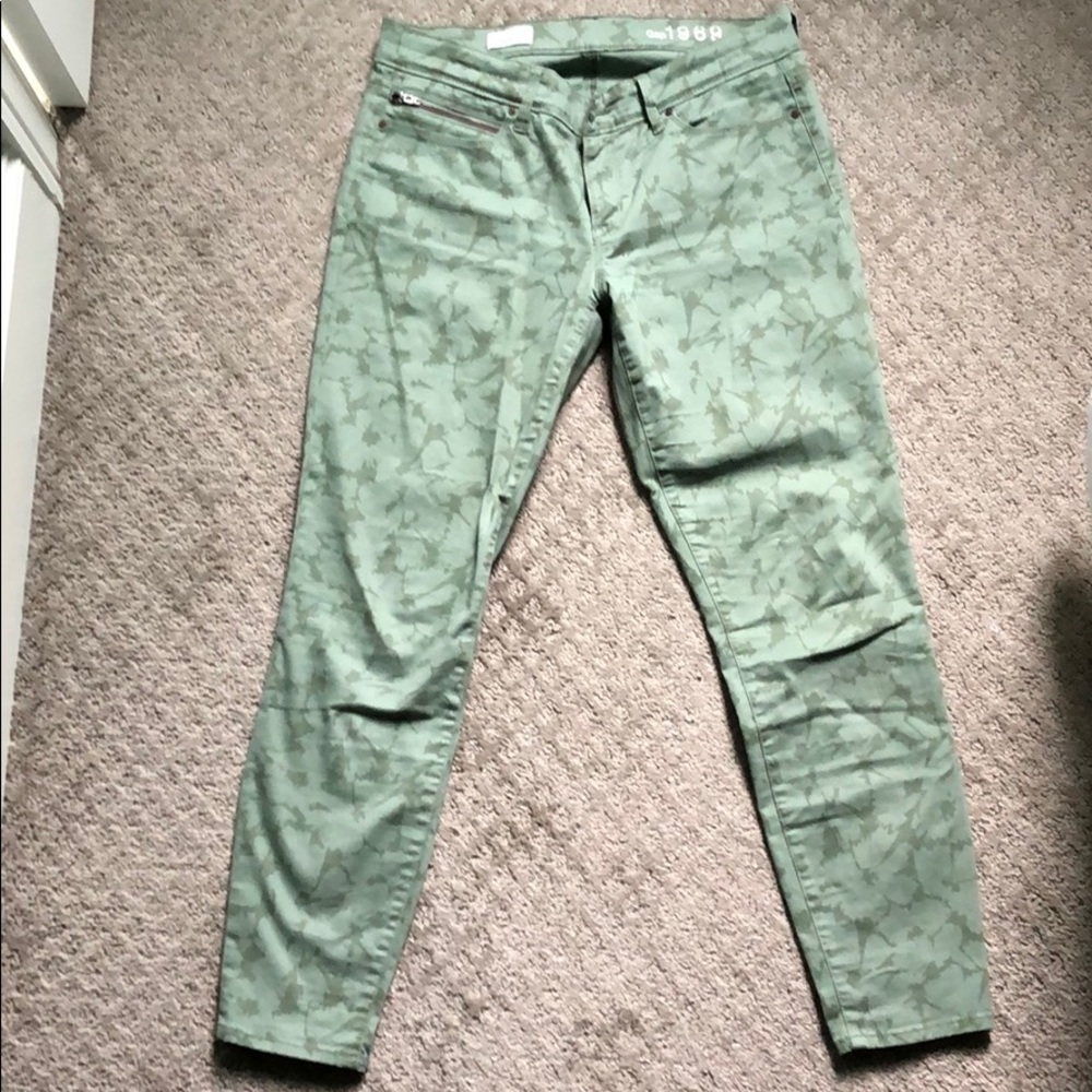 Gap Legging Jeans - Green Floral Pattern Sz 29